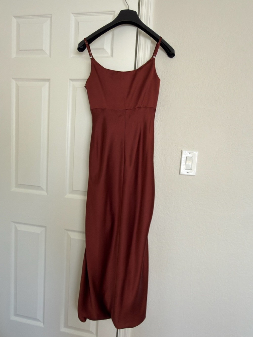Satin Cowl Neck Slip Dress in Terracota - Picture 2 of 4